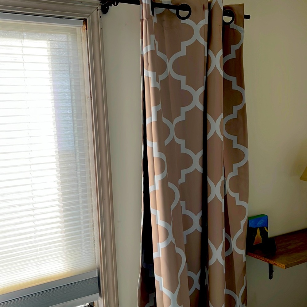 Lined beige and white curtains- set of 2